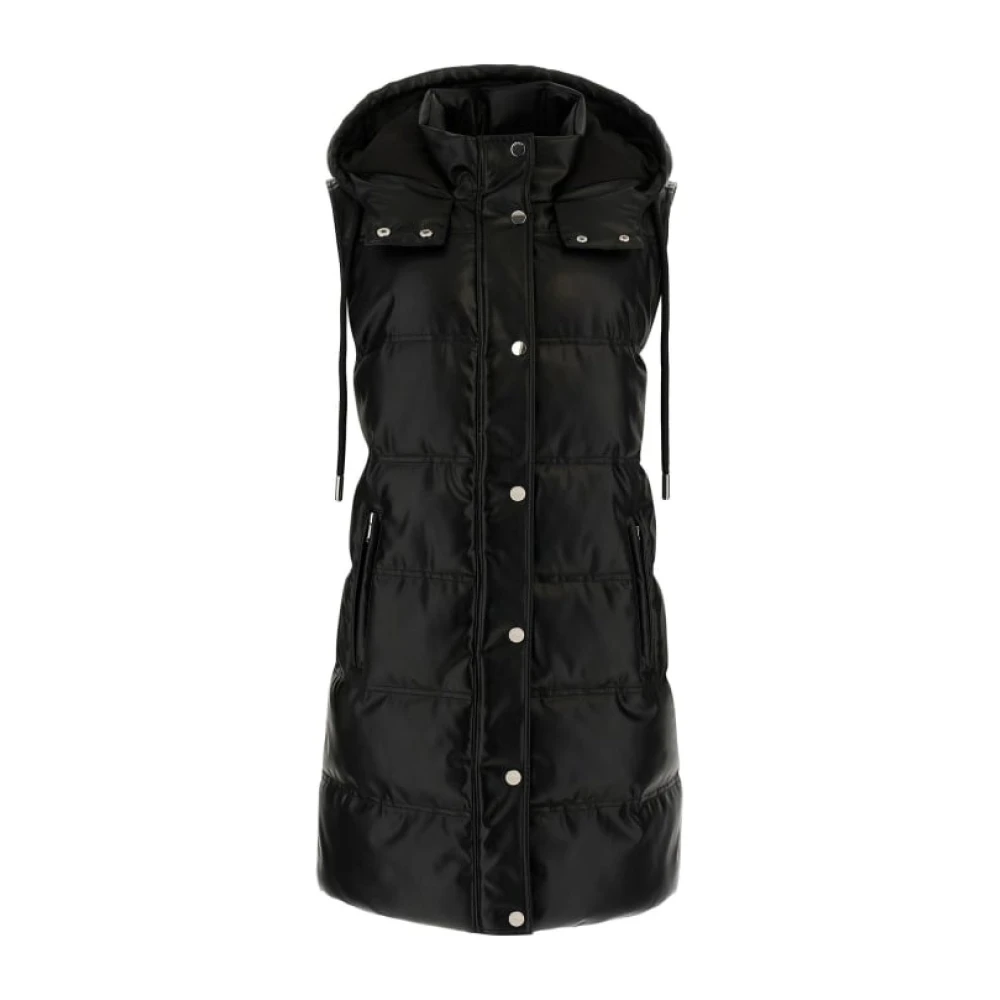 Guess Mouwloze Lange Gewatteerde Jas Black Dames