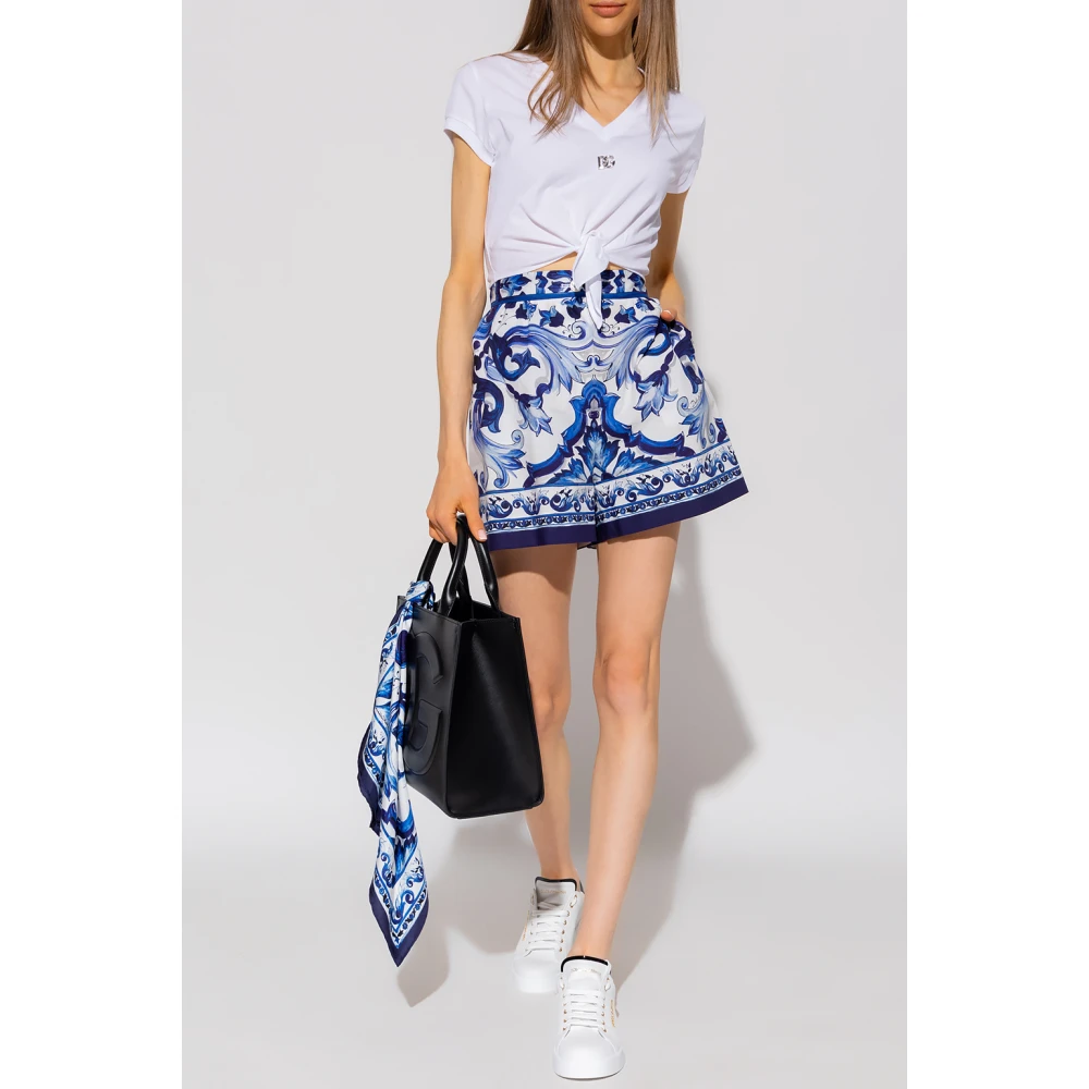 Dolce & Gabbana T-shirt met stropdasdetail White Dames