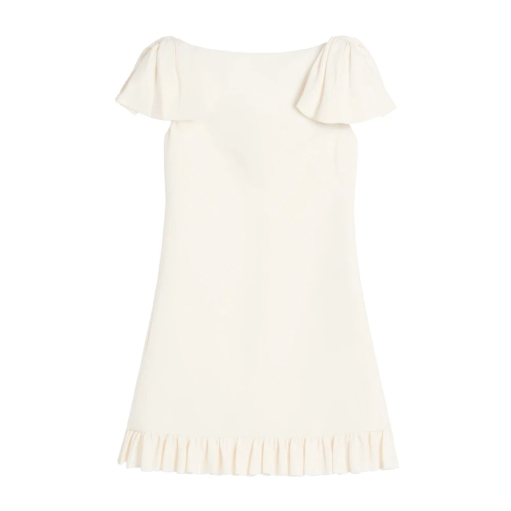 Valentino Garavani Ivoor Mini Jurk met Ruche Beige Dames