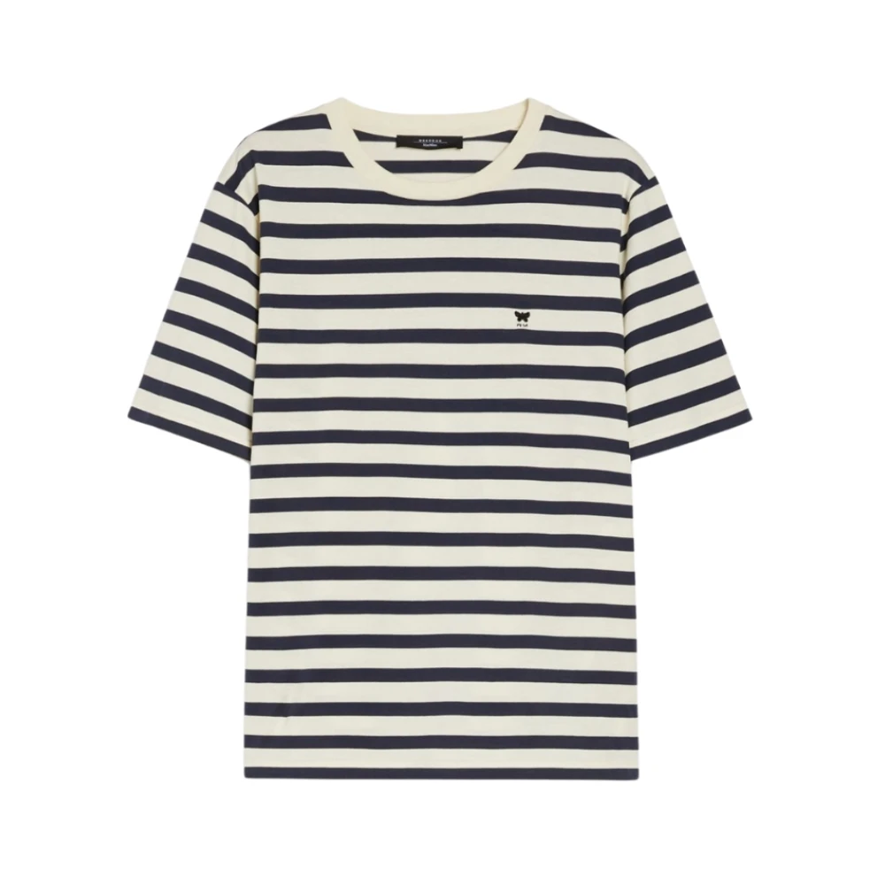 Max Mara Gestreept Katoenen T-Shirt Satrapo Blauw Ivoor Multicolor Dames
