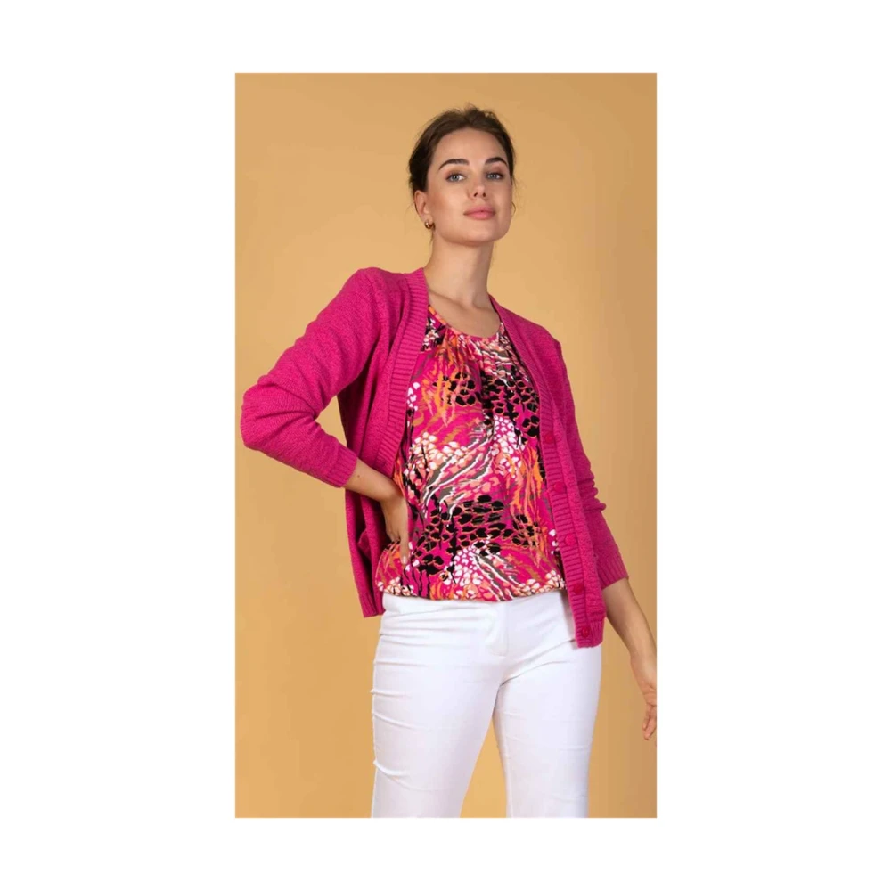 Roberto sarto vest Cardigan v-neck 411120 h945 pink (desert rose) Pink Dames