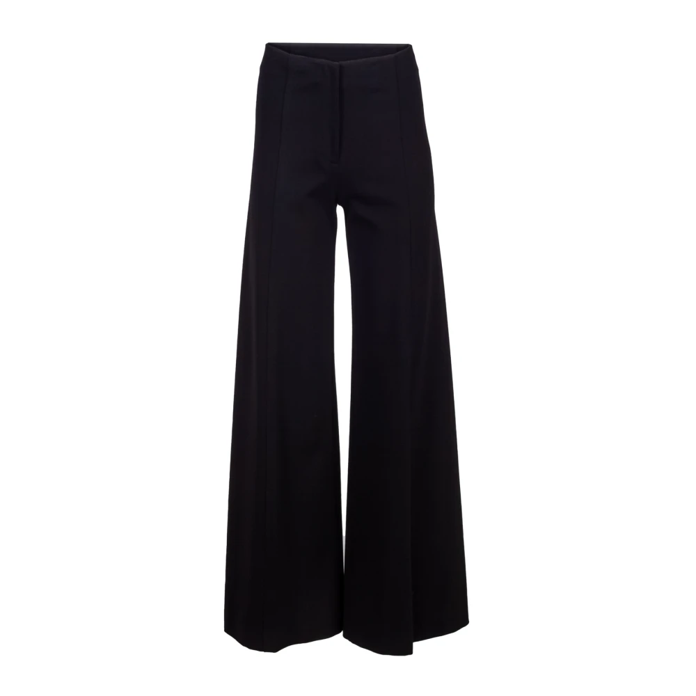 Liviana Conti Svarta Wide-Leg Stretchbyxor med Mittsöm Black, Dam