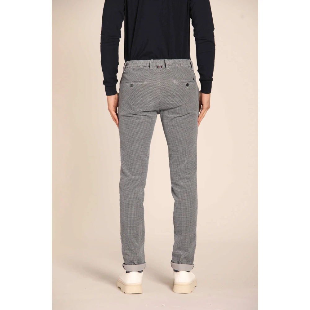 Mason's Fluwelen Winter Chino Broek met Micro Pied de Poule Print Gray Heren