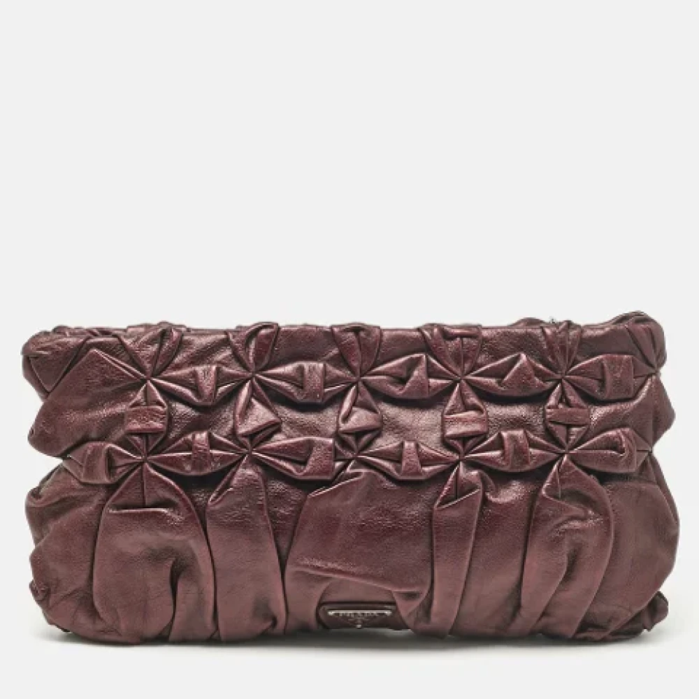 Prada Vintage Pre-owned Leather clutches Purple Dames
