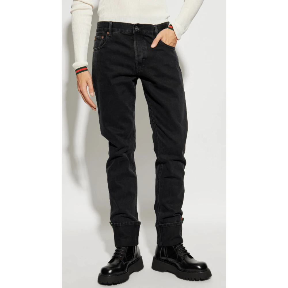 Gucci Antracietgrijze Slim-Fit Denim Jeans Gray Heren