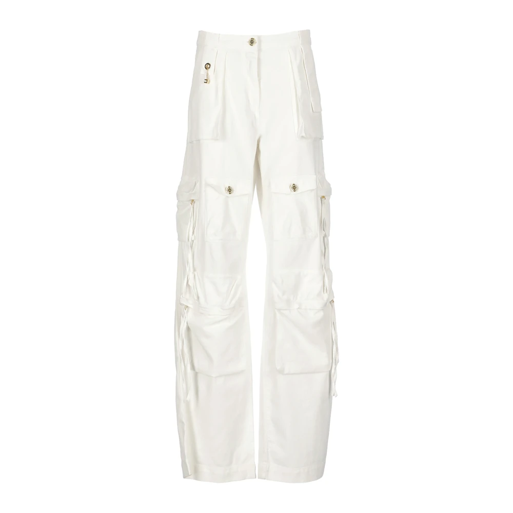 Elisabetta Franchi Cargo jeans met lange pijpen en norHeren taille White Dames