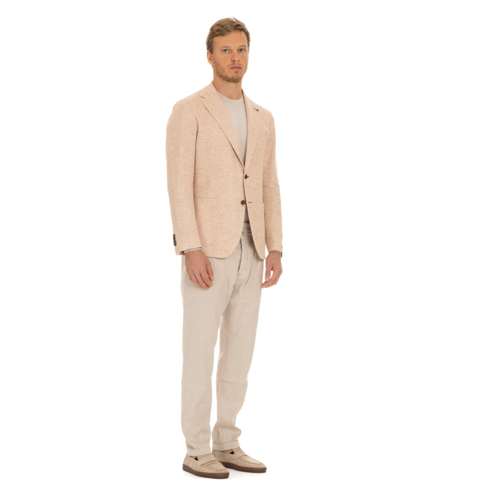 Tagliatore Italiaans Slim Fit Single-Breasted Jas Beige Heren