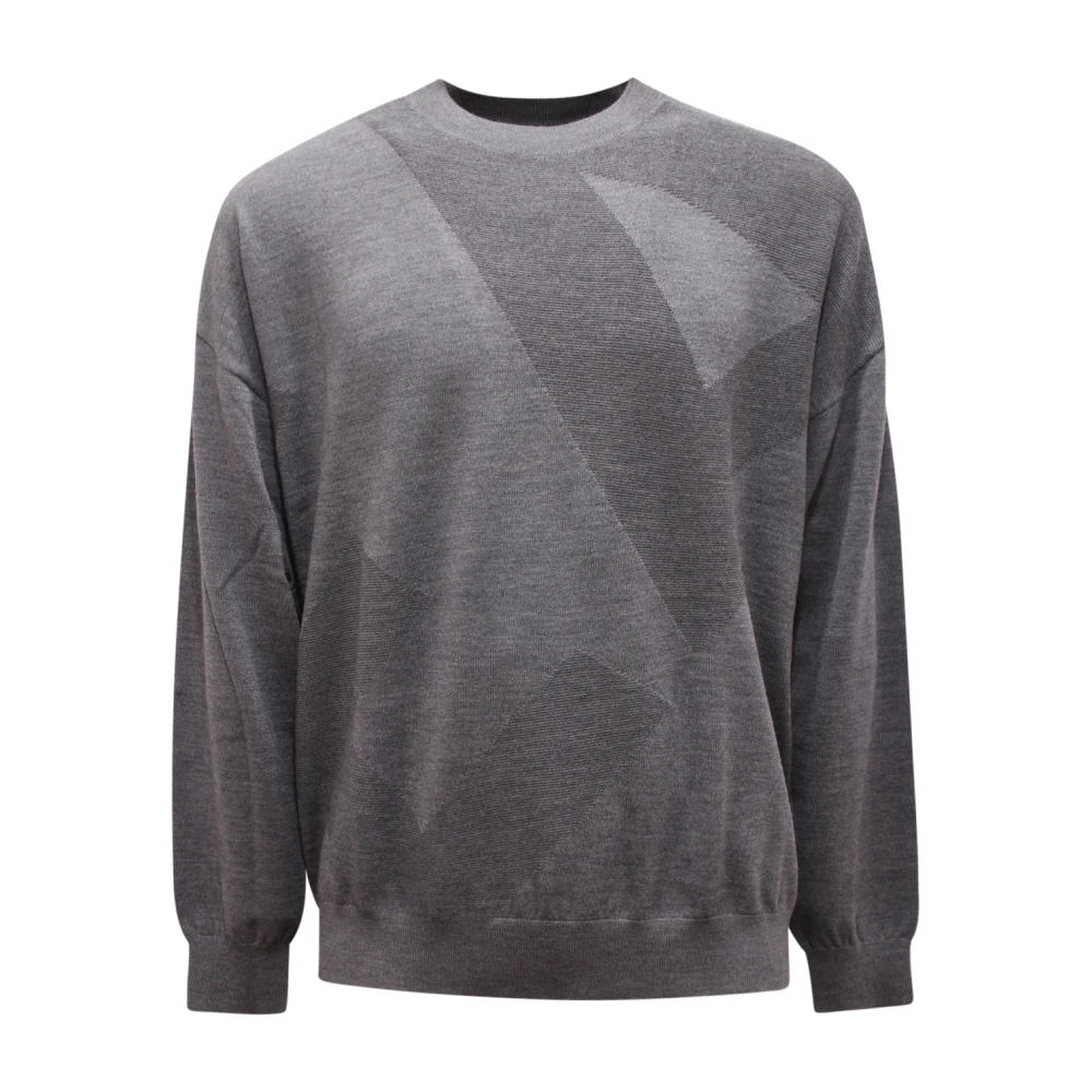 Armani Gray Maglione Emporio Wool Jumper - Male - Round-Neck Knitwear - 2XL - Knitwear