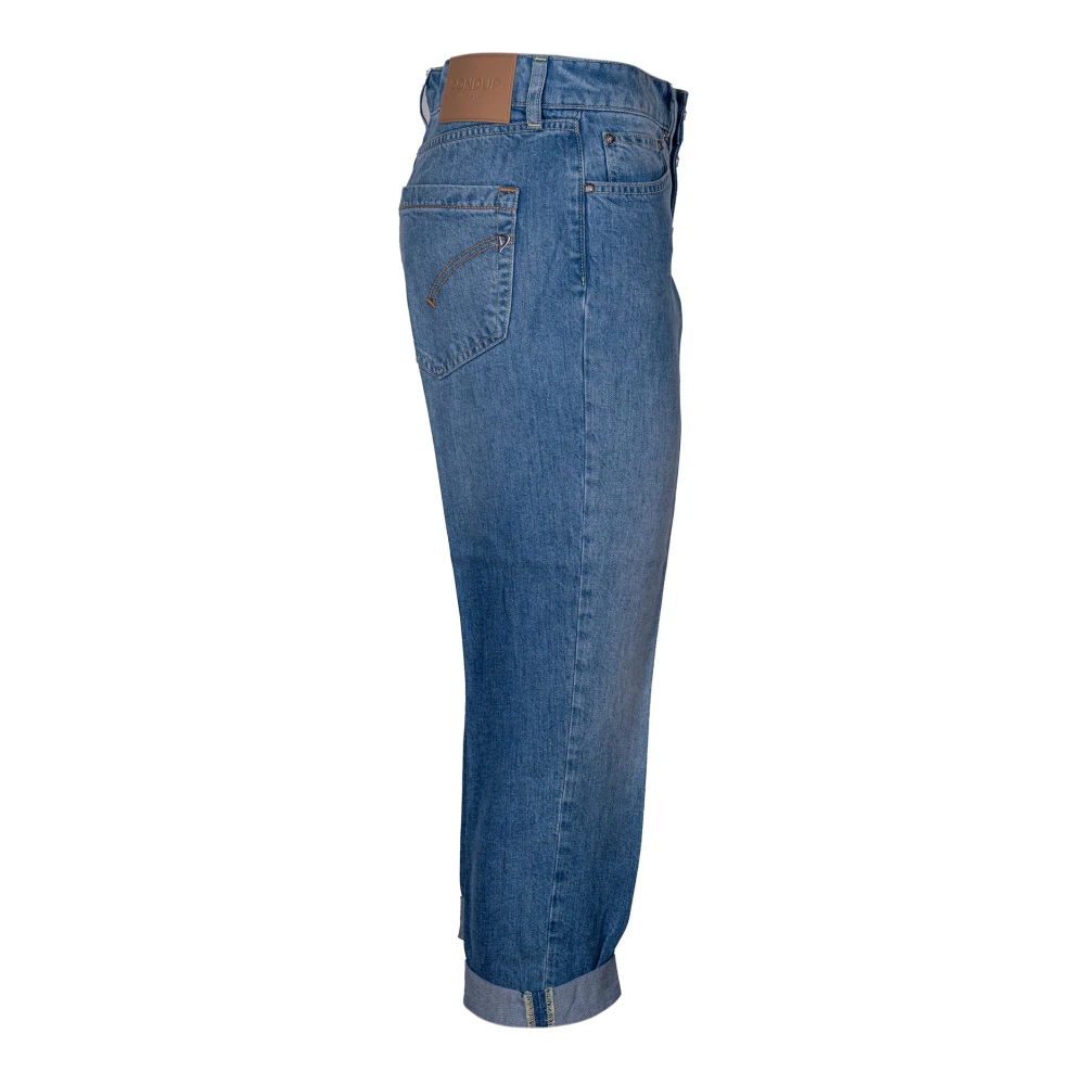 Dondup Wijde Denim Jeans met Juweelknoopdetail Blue Dames