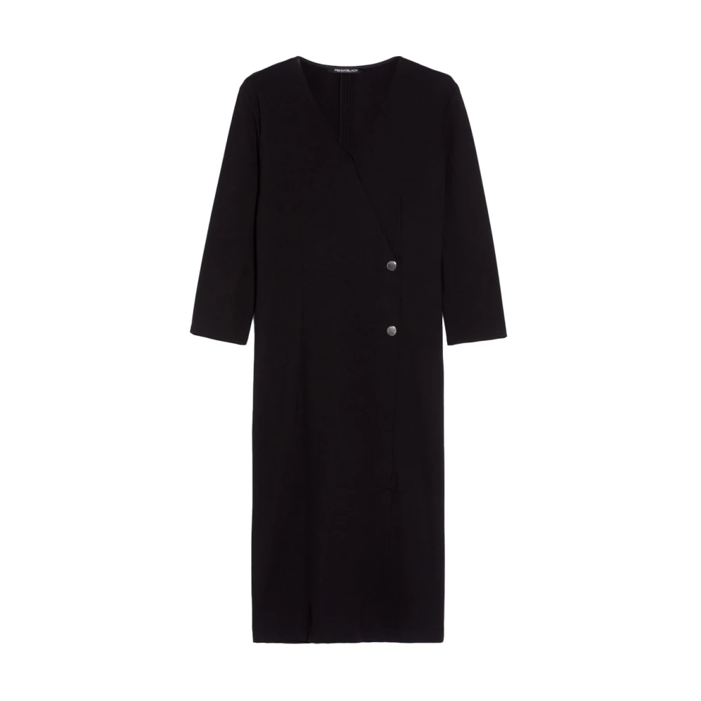 Pennyblack Stretch viscose jurk met V-hals Black Dames