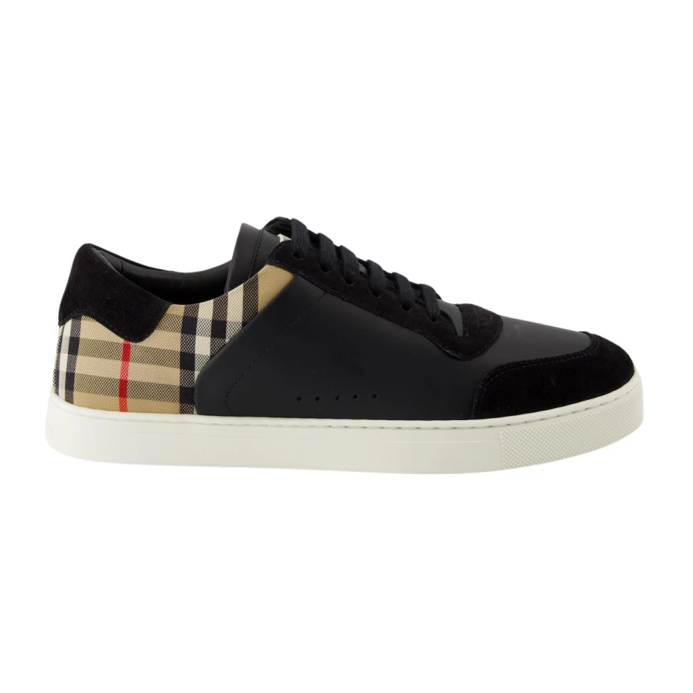 Burberry Läder och Sammet Check Sneakers Black, Herr