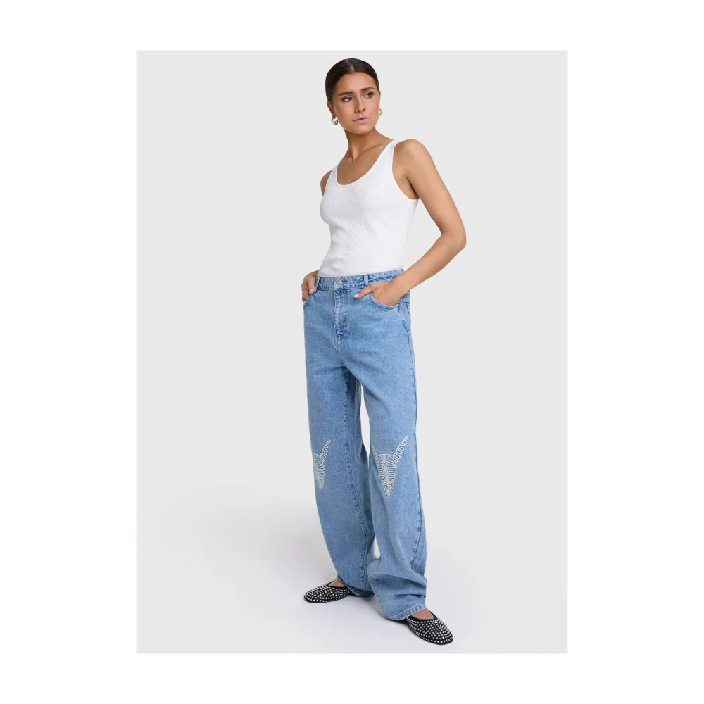 Alix The Label Denim Bull Broek Blue Dames