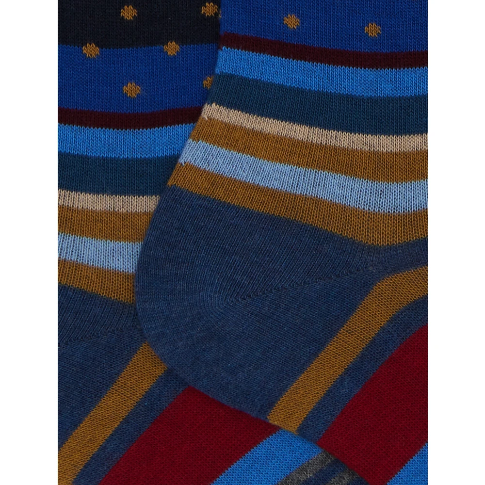 Gallo Korte blauwe katoenen sokken voor heren met strepen en stippen Multicolor Heren