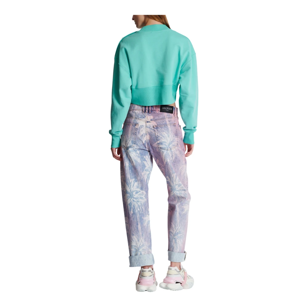 Balmain Cropped sweatshirt met Parijs-print Blue Dames