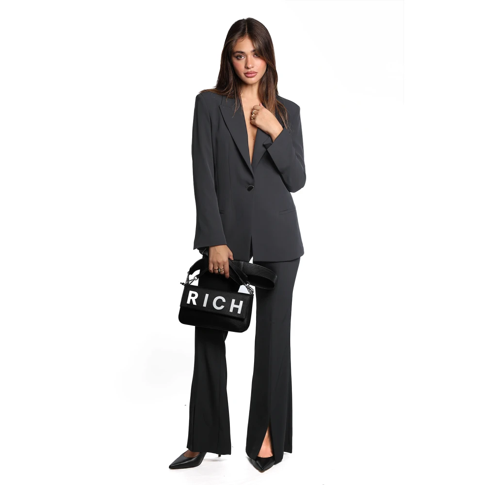 Jijil Zwarte Polyester Blazer met Revers Kraag Black Dames