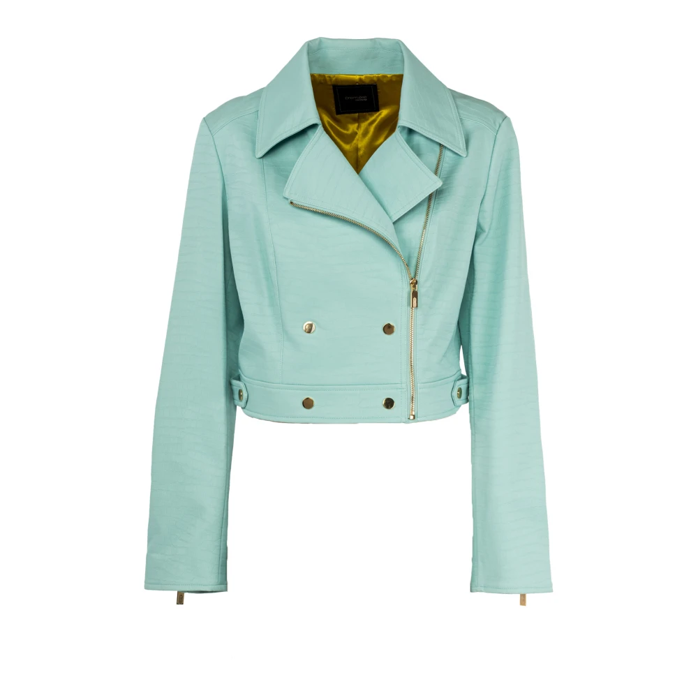 Fracomina Imitatie Leren Rits Jas Vrouwen Green Dames