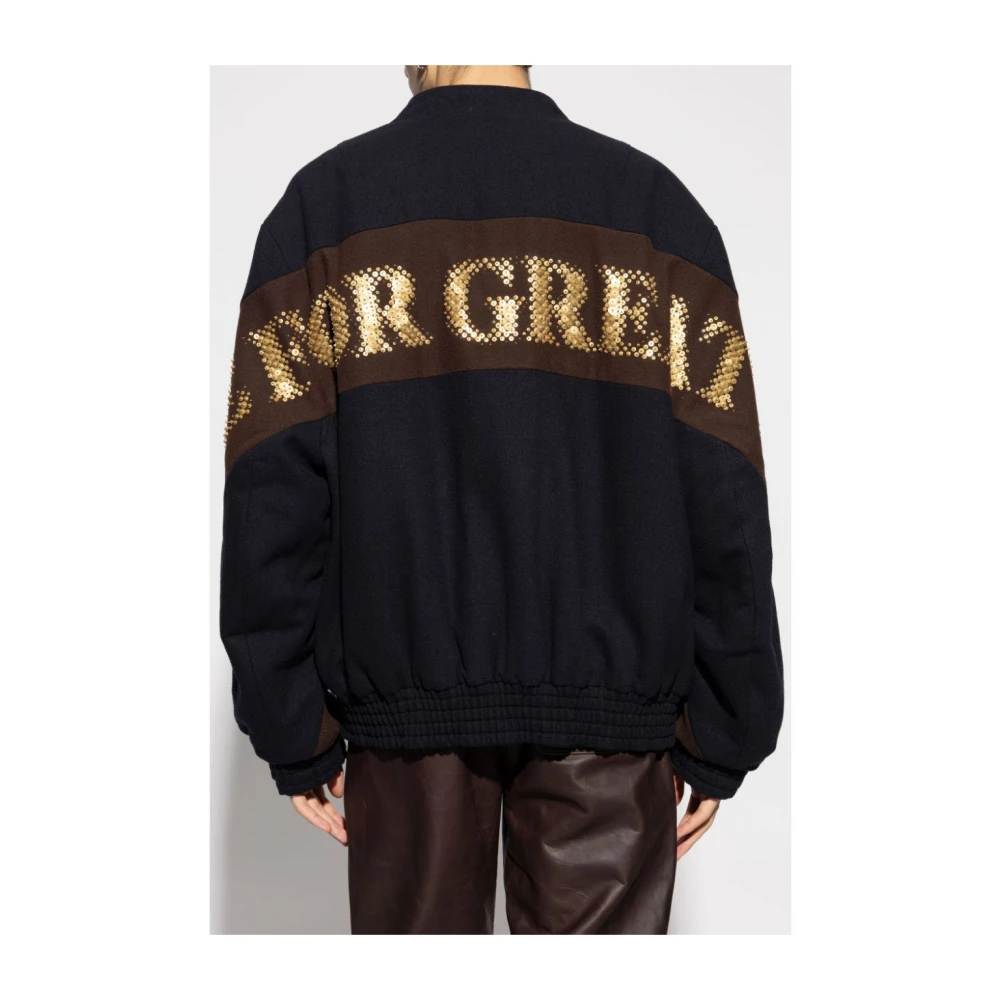 Dries Van Noten Gouden Mouw Geborduurd Jack Blue Heren