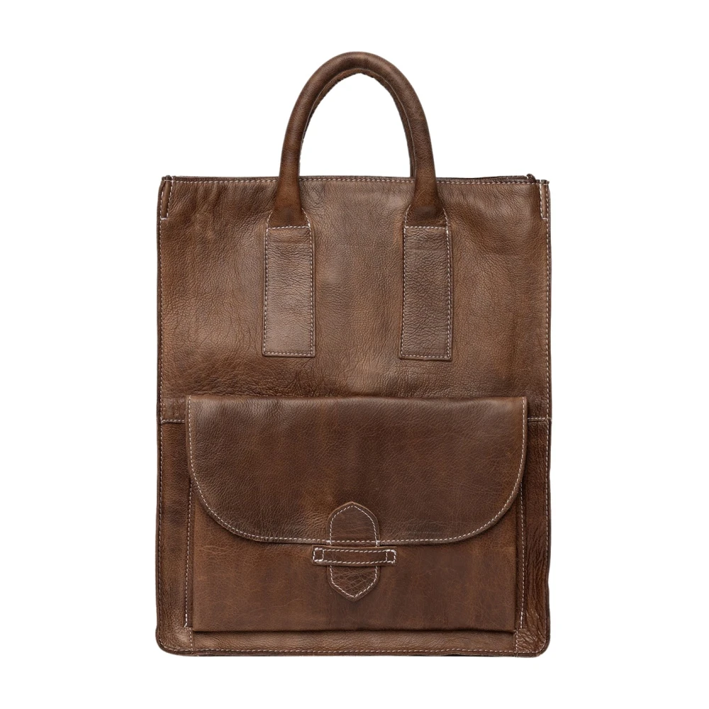 Re:designed Urban Leren Shopper Tas Woodsmoke Brown Dames