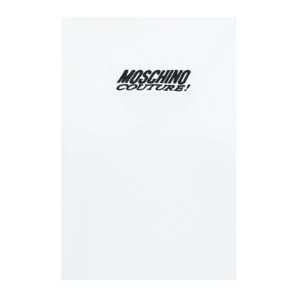 Moschino Contrasterend Logo Katoenen T-Shirt Regular Fit White Heren