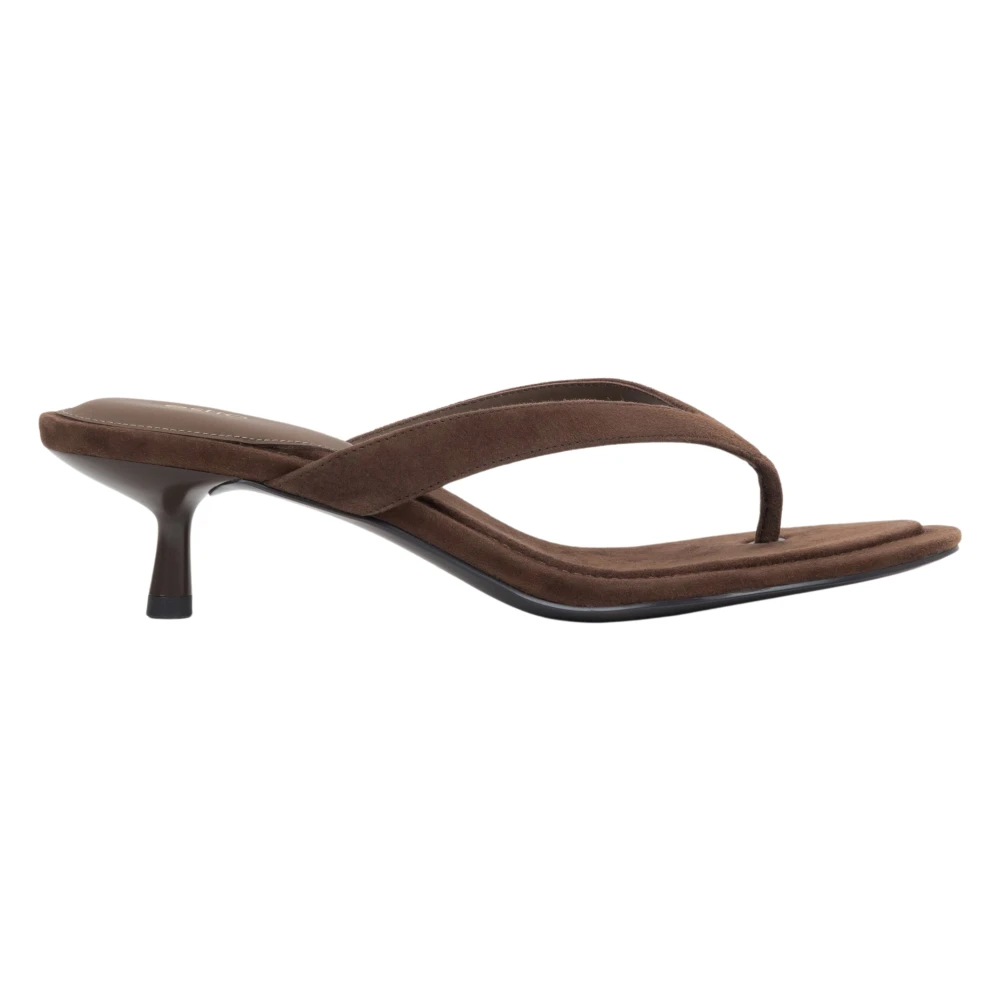 Estro Brown Heeled Mules, Female, 3 Uk, Velour Kitten Heel Mules