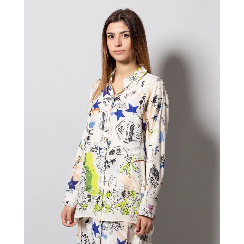 Semicouture Tiffany Schetsen Georgette Shirt Multicolor Dames