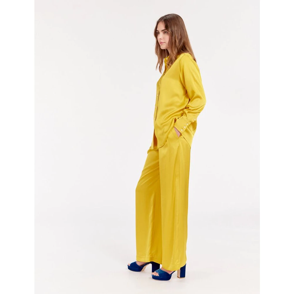 Ines De La Fressange Paris Gele Satijnen Shirt met Buttercup Design Yellow Dames