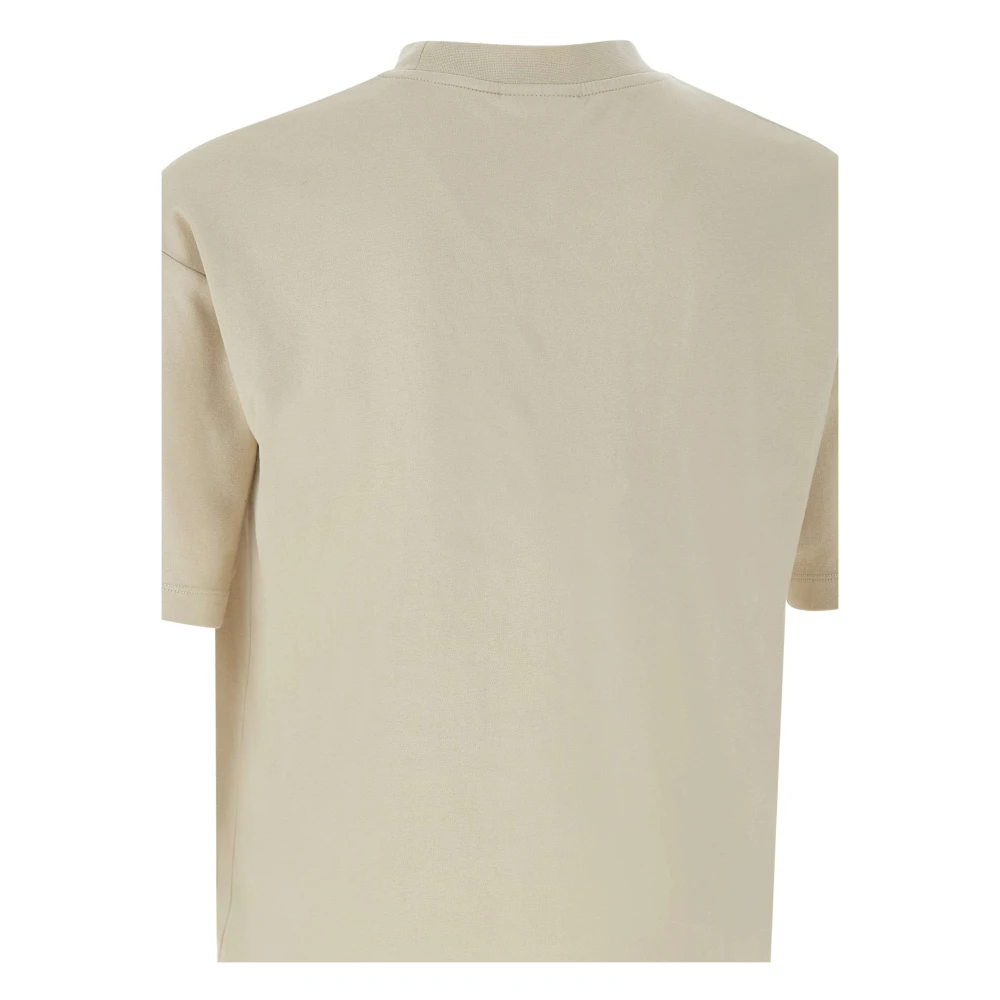 Drole de Monsieur Klassieke Slogan Katoenen T-shirt Zand Beige Heren