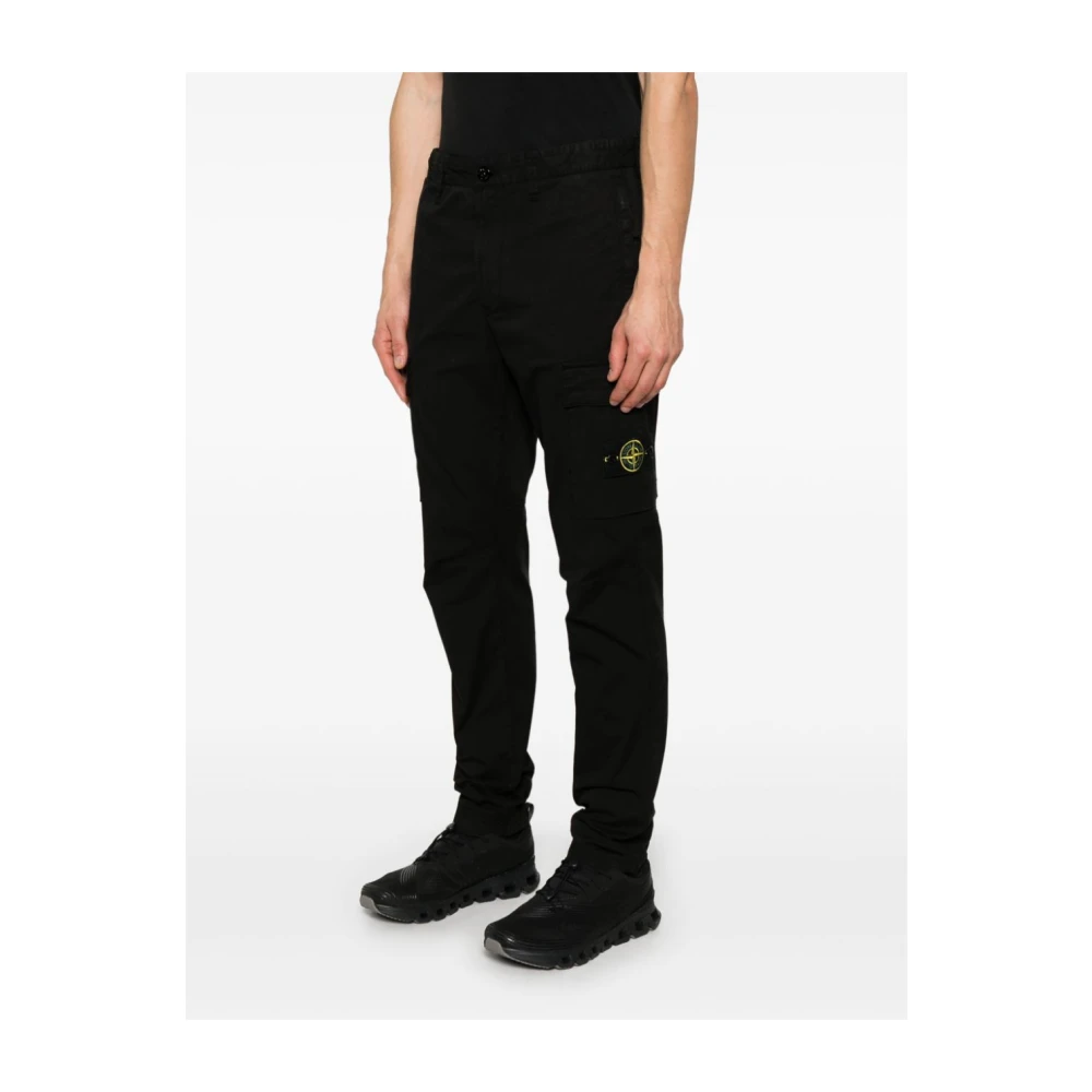 Stone Island Zwarte Cargo Broek Slim Fit Black Heren