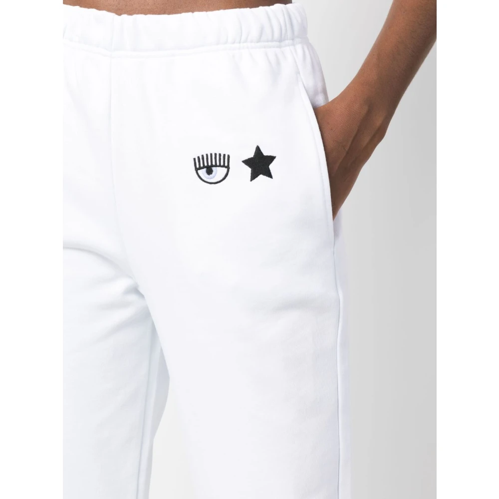 Chiara Ferragni Collection Eyelike Sportieve Broek Rechte Snit White Dames