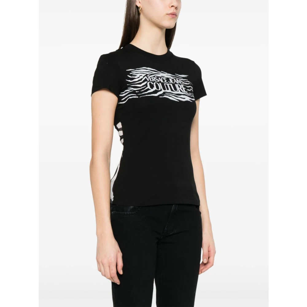 Versace Jeans Couture Zwart en Wit T-shirt Polo Black Dames