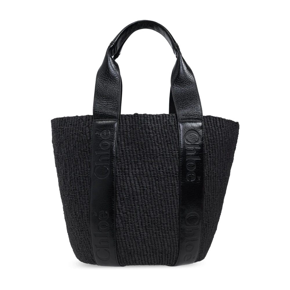 Chloé Woody Grote shopper tas Black Dames