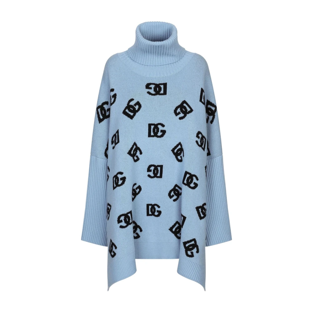 Dolce & Gabbana Stilren Poncho med Unik Design Blue, Dam