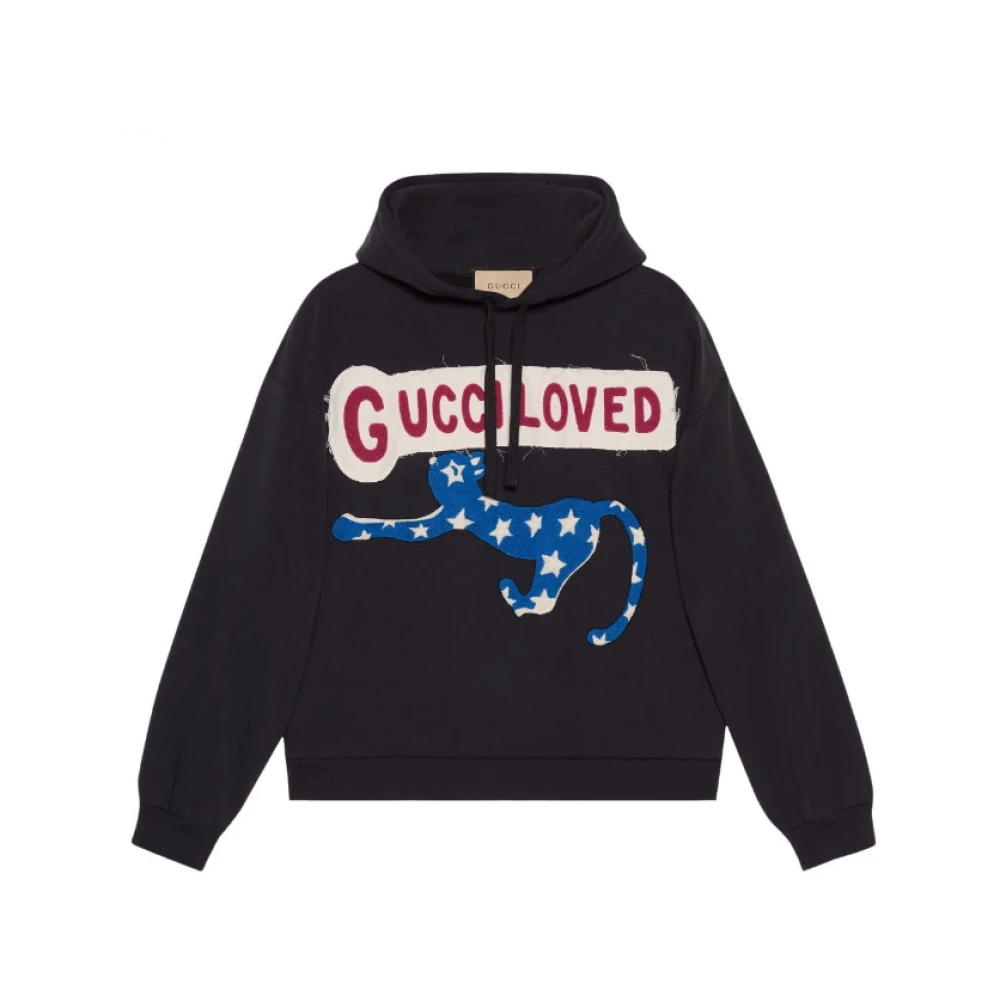 Gucci logo-print geborduurde hoodie Black Dames