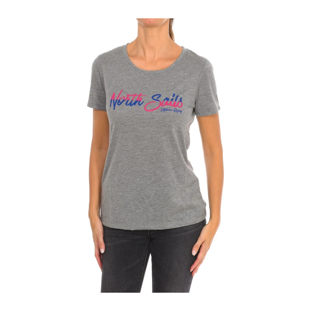 North Sails Women's Gray T-Shirts, S, Short Sleeve T-Shirt With Ribbed Neckline