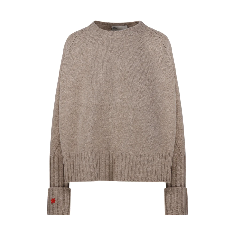 Tory Burch Women's Beige Merino Wool Jumper - Round-Neck Knitwear - S - Knitwear