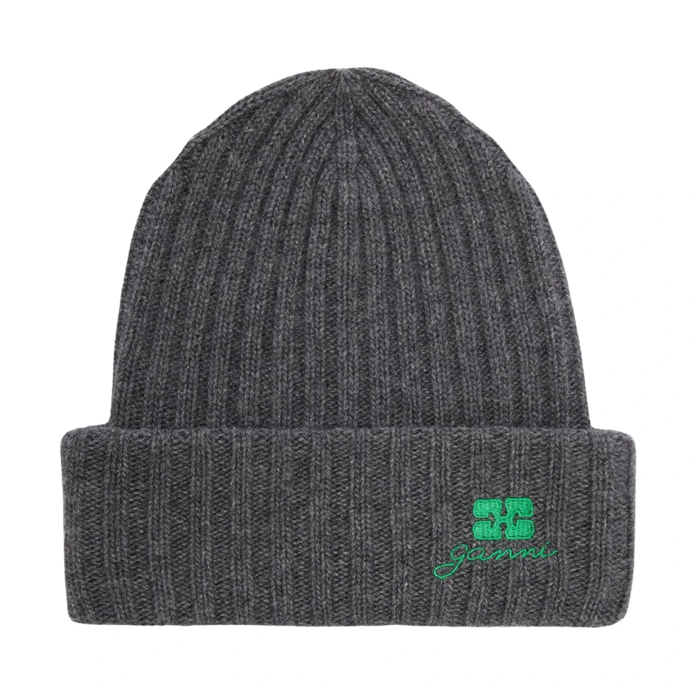 Ganni Donna Grigio Future Wool Knit Beanie
