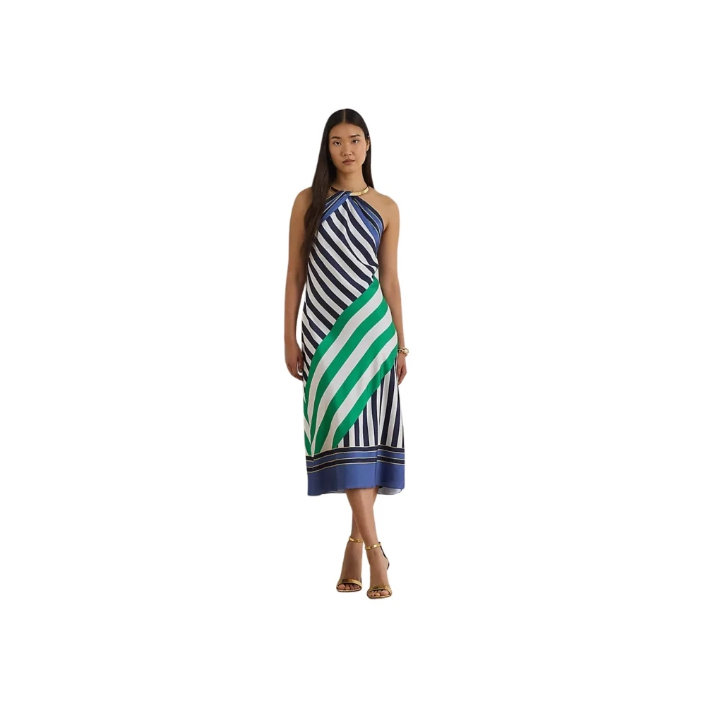 Ralph Lauren Women's Multicolor Midi Dresses, 4XS, Striped Halterneck Midi Dress
