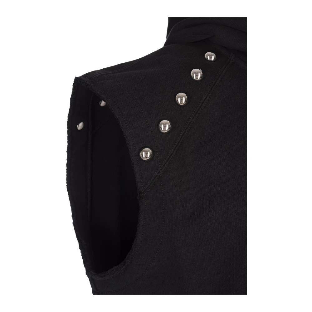 alexander mcqueen Zwarte Mouwloze Hoodie met Nieten Black Heren