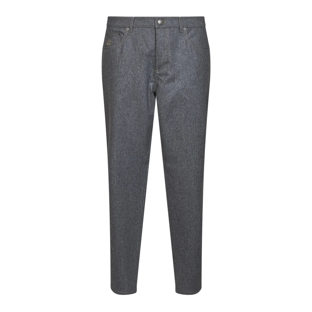 Brunello Cucinelli Gray Slim-Fit Trousers - Male - Slim-Fit Trousers - S - Trousers