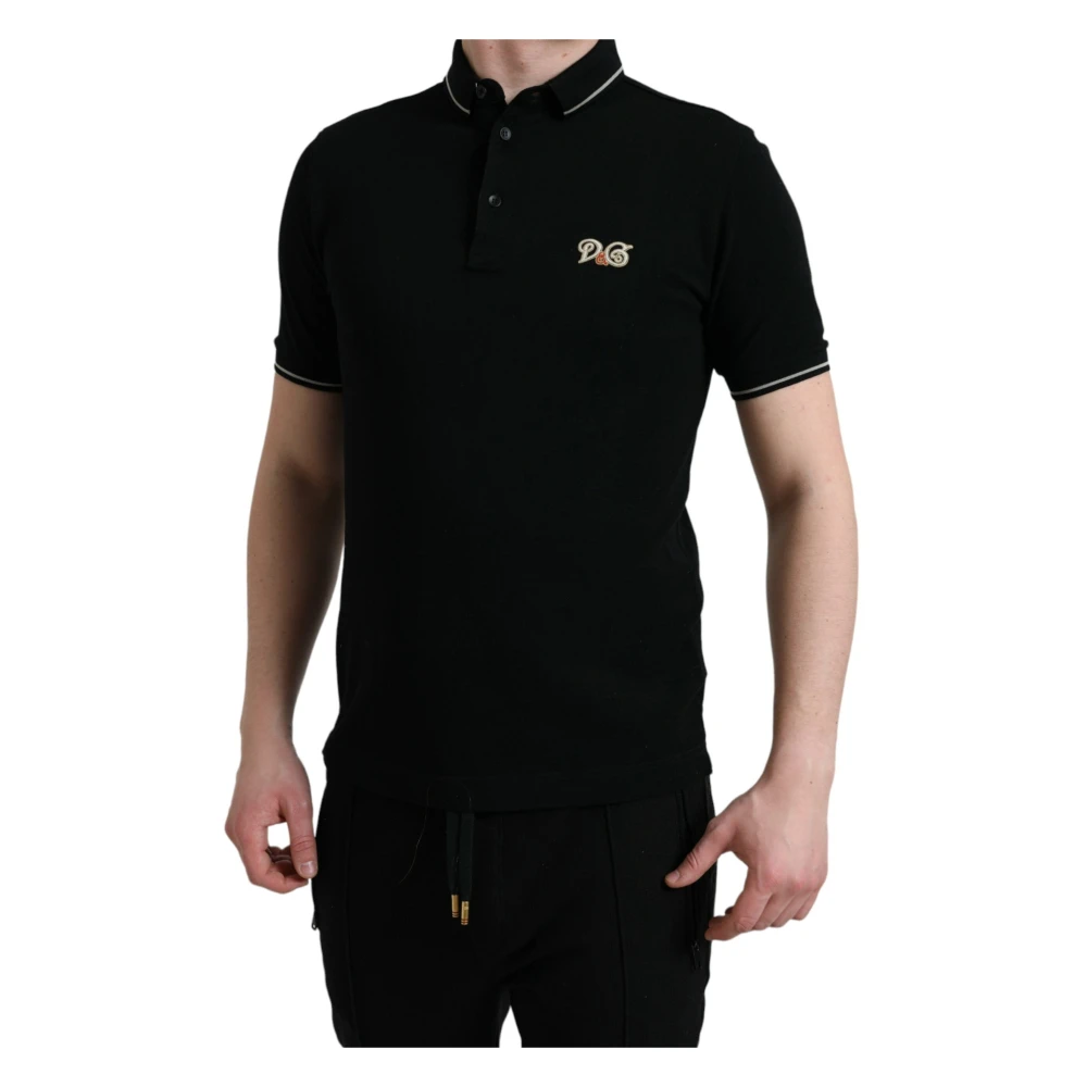 Dolce & Gabbana Zwart Logo Polo T-shirt Black Heren