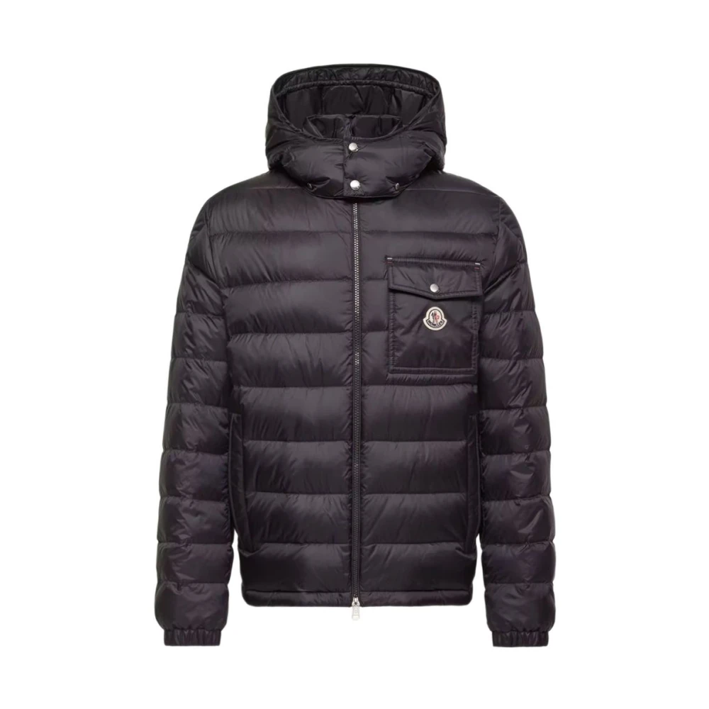 Moncler , Down Jackets, Male, Blue, M, Verith Hooded Short Down Jacket