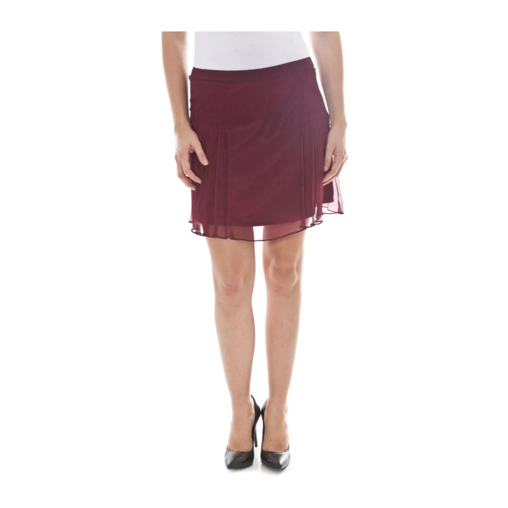 John Galliano Women's Red Silk Short Skirt Side Zip