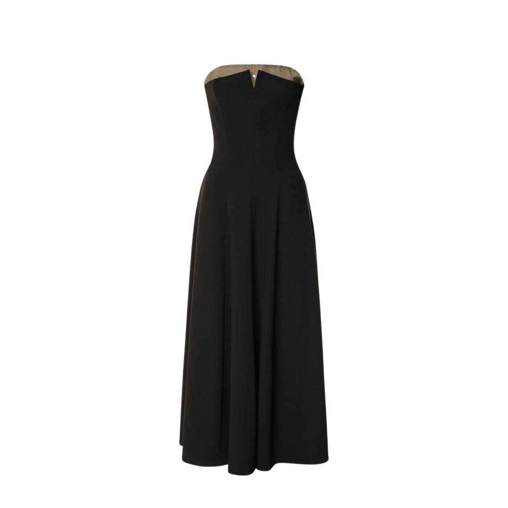 Alberta Ferretti Black Party Dresses, Female, Xs, Sleeveless Stretch Cady Evening Dress