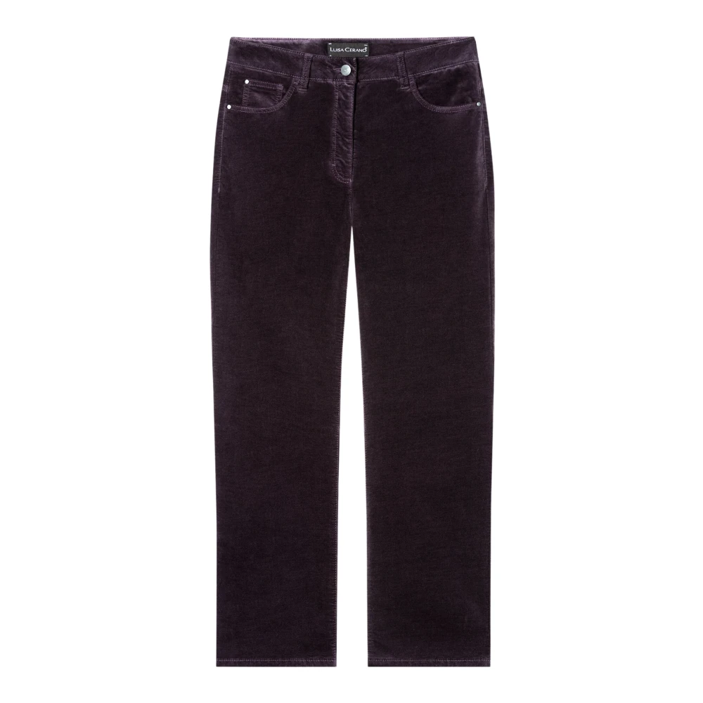 LUISA CERANO Bourgondische Velvet Babyflare Broek Red Dames