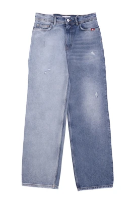 Hög Midja Denim Jeans Two Face