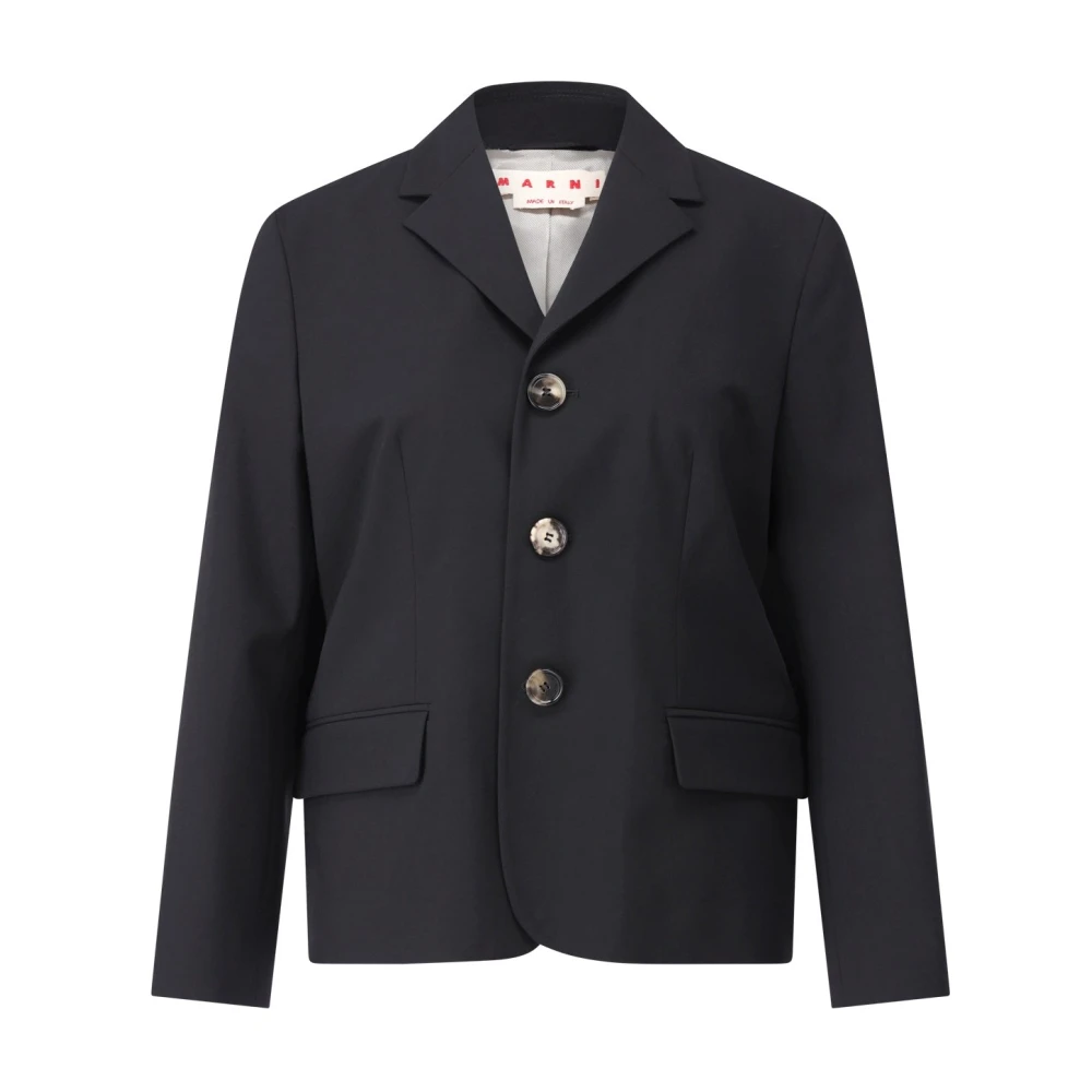 Marni Wollen blazer met klassieke revers Black Dames