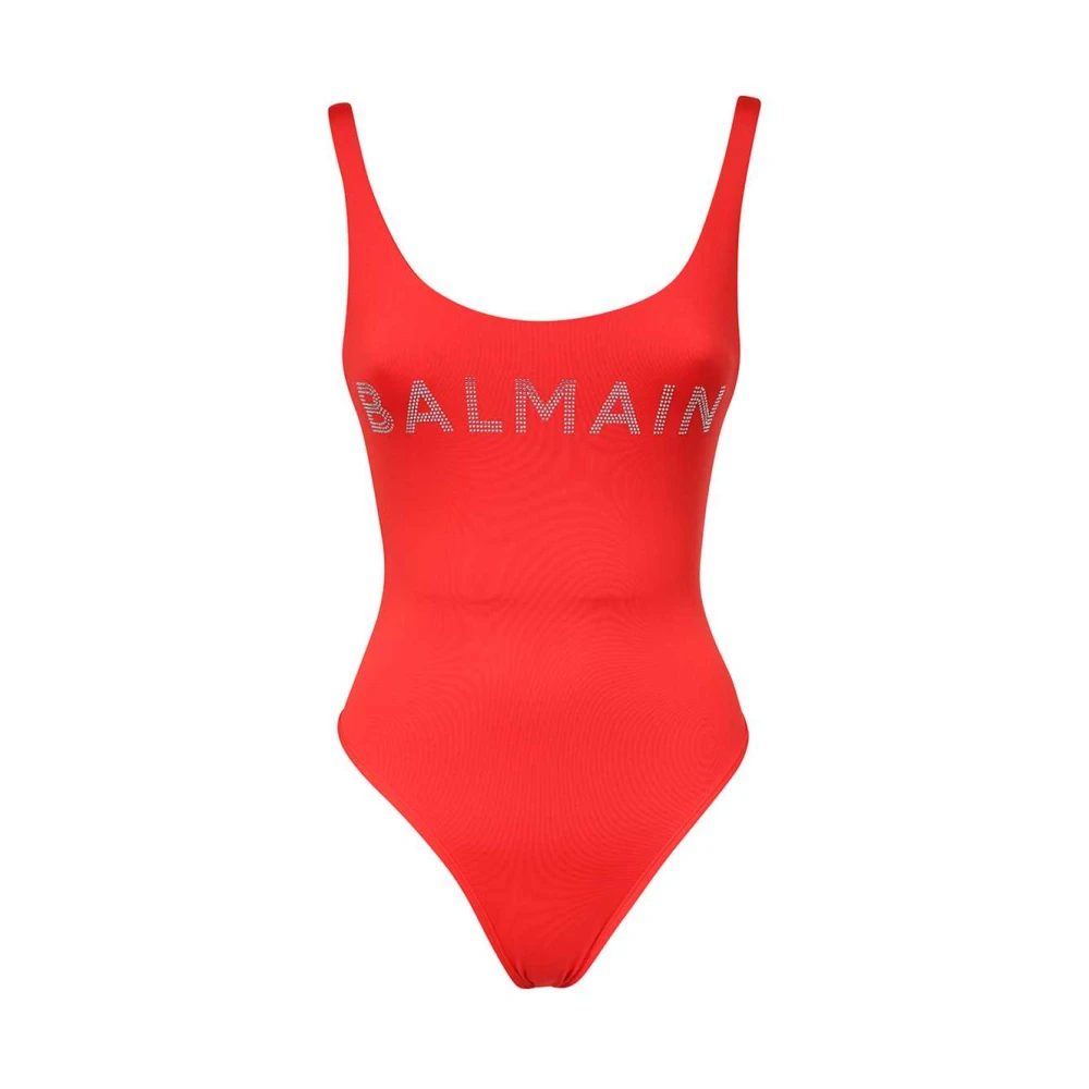 Balmain Women's Red Logo Detail One-Piece Swimsuit
