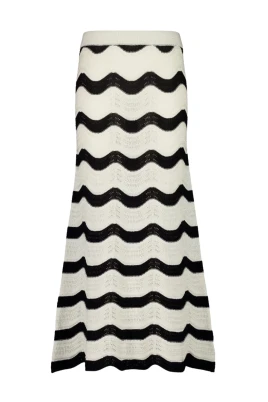 Chevron Cotton Midi Skirt