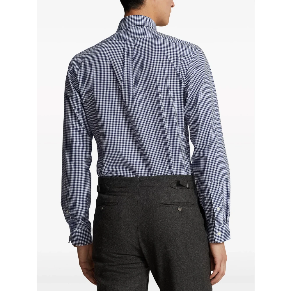 Polo Ralph Lauren Micro-Patroon Poplin Overhemd Blue Heren