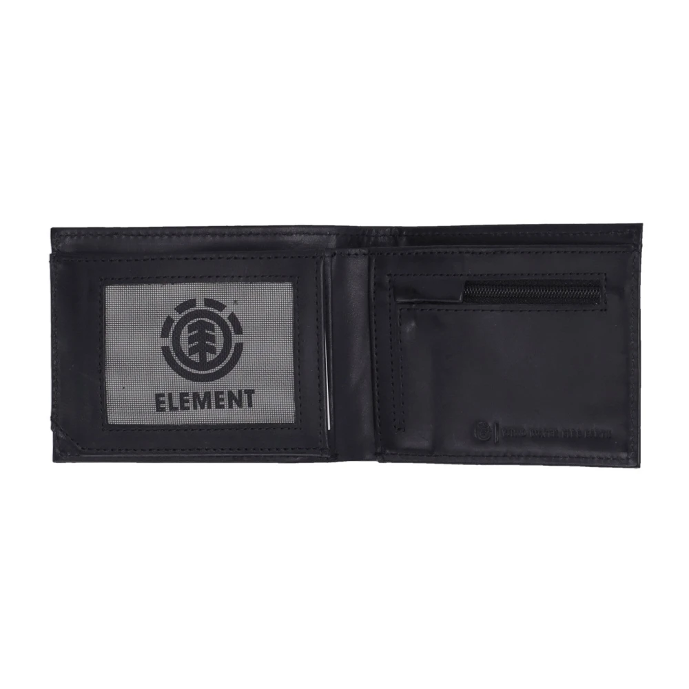 Element Zwarte leren herenportemonnee met meerdere vakken Black Heren